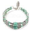 Synthetic Turquoise Beaded Double Layer Multi-strand Bracelet KL0970-1