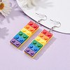 Toy Bricks Style Rainbow Opaque Acrylic Dangle Earring EJEW-JE04543-2