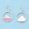 925 Sterling Silver Enamel Charms STER-T004-06S-01-1