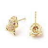 Frogs and Copper Coins Cubic Zirconia Stud Earrings EJEW-A066-03G-2