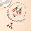 Bohemian Flower Alloy Rhinestone & Imitation Pearl Jewelry Set FS-WG40B38-01-2