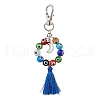 Handmade Lampwork Evil Eye & Polyester Tassel Pendant Decorations HJEW-JM02821-02-1