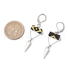Triangle with Eye Brass Glass Seed Beaded Leverback Earrings EJEW-MZ00452-04-3