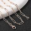 Brass Round Oval Paperclip Chain Necklace Making MAK-S072-04A-RG-3