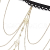 Brass Layered Leaf Tassel Thigh Leg Chains AJEW-AN00656-3