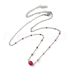 304 Stainless Steel Red Enamel Cable Chain Necklaces NJEW-A045-08P-4