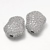 Nuggets Brass Micro Pave Cubic Zirconia Beads ZIRC-D069-P-1