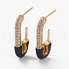 Brass Micro Pave Clear Cubic Zirconia Half Hoop Earrings EJEW-C502-06G-B-1