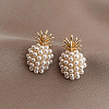 Pineapple Alloy Plastic Imitation Pearl Stud Earrings FS-WG66433-01-1