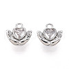 Brass Micro Pave Clear Cubic Zirconia Charms KK-N267-20P-1