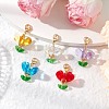 Flower Glass Pendant Decorations HJEW-MZ00263-1