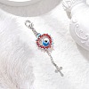Handmade Evil Eye Lampwork & Glass Seed Beaded Heart Pendant Decorations HJEW-MZ00211-01-1