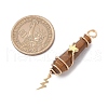 3Pcs 3 Styles Natural Tiger Eye Pointed Copper Wire Wrapped Faceted Bullet Big Pendants PALLOY-JF03573-03-2