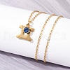 304 Stainless Steel Glass Drill Birth Stone Constellation Pendant Necklaces STAS-D305-08G-C-5