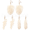ANATTASOUL 3 Pairs 3 Style Alloy Leaf Long Dangle Earrings for Women EJEW-AN0001-73-1