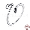 Anti-Tarnish Rhodium Plated 925 Sterling Silver Cuff Rings RJEW-BB56107-2