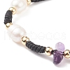 Natural & Synthetic Mixed Stone Chips Braided Bead Bracelets BJEW-JB08719-04-4