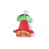 Spray Painted Transparent Glass Beads with Transparent Acrylic Beads and Iron Bead Caps and Iron Flat Head Pins Pendants PALLOY-JF03728-3