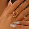 Brass Micro Pave Cubic Zirconia Adjustable Finger Rings for Women VV2649-3-3