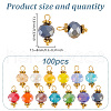 Faceted Glass Faceted Round Charms with Golden Tone Brass Loops PALLOY-HY00009-2