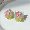Flower Glass Plastic Stud Earrings FS-WG119A6-03-2