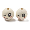 Printed Schima Wood European Beads WOOD-G023-14B-1