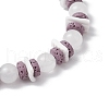 3Pcs Round Natural White Jade & Amazonite & Dyed Malaysia Jade Beads Stretch Bracelets BJEW-JB11818-6