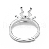 Adjustable Rhodium Plated 925 Sterling Silver Finger Ring Components STER-L055-025P-3