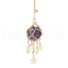 Natural Amethyst with Rack Plating Brass Pendants Decorations AJEW-B023-01G-05-2