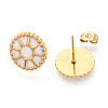 Flat Round with Sun 304 Stainless Steel Enamel Stud Earrings EJEW-T047-17G-B-2