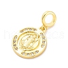 Brass Clear Cubic Zirconia European Dangle Pendants KK-D325-28G-06-2