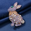 Rabbit Alloy Rhinestone Brooches for Backpack Clothes PW-WG45E9C-01-1