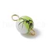 Drawbench & Baking Painted Glass Round Connector Charms PALLOY-JF03541-01-4