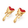 Heart 304 Stainless Steel Enamel Stud Earrings EJEW-T047-26G-A-1