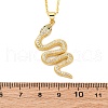 Brass Micro Pave Clear Cubic Zirconia Snake Pendant Necklaces NJEW-S438-02K-G-5