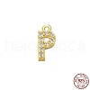 Real 18K Gold Plated 925 Sterling Silver Micro Pave Clear Cubic Zirconia Charms STER-P054-10G-P-1