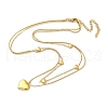 304 Stainless Steel Heart Pendant Double Layer Necklaces for Women NJEW-C084-04G-5