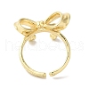 Bowknot Brass Open Cuff Rings for Women RJEW-C098-28G-3
