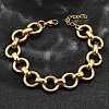 304 Stainless Steel Flat Round Link Chain Bracelets for Women BJEW-R021-08G-2