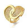 Brass Micro Pave Cubic Zirconia Adjustable Open Cuff Rings for Women RJEW-K292-06G-4