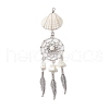 4Pcs 4 Styles Natural Shell & Synthetic Turquoise & Alloy Woven Web/Net with Feather Big Pendants PALLOY-JF03444-3