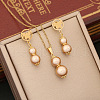 Butterfly & Gourd Stainless Steel & Plastic Imitation Pearl Pendant Necklace & Stud Dangle Earring FS-WGB6B23-05-1