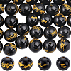 SUNNYCLUE 40Pcs Natural Black Onyx(Dyed & Heated) Carved Beads G-SC0002-90-1