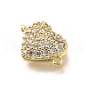 Brass Micro Pave Clear Cubic Zirconia Heart Connector Charms KK-V011-49G-2