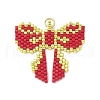 Handmade Glass Seed Beaded Bowknot Pendants PALLOY-MZ00615-02-1