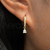 925 Sterling Silverr Micro Pave Cubic Zirconia Geometric Teardrop Hoop Earrings JL9080-1-2