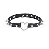 Spiked Rivet Alloy Heart Link PU Leather Choker Necklaces for Women FS-WGC3189-01-5