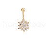 Brass Cubic Zirconia Flower Belly Rings WG7802B-05-2