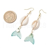 Natural Cowrie Shell Glass Dangle Earrings EJEW-JE06385-02-3
