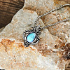 Bohemian Hollow Teardrop Alloy Pave Glass Imitation Moonstone Pendant Necklaces for Women FS-WG4BB29-01-2